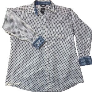 Ariat Relentless Western Shirt Mens L Geometric Flip Cuff White Burgundy Stretch